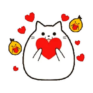 ❤️ cat, hearts, love, cute, animal, cartoon telegram sticker