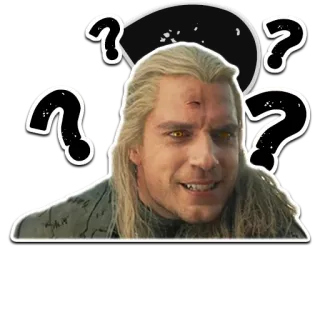 ❔ Geralt of Rivia The Witcher the witcher, geralt von riva, fragezeichen, verwirrt, meme telegram sticker