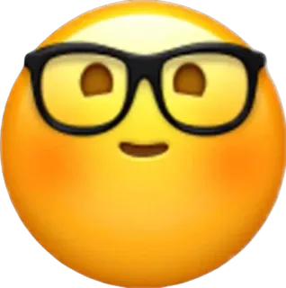 🤓 อีโมจิ, แว่นตา, เนิร์ด, ฉลาด, หน้า, สีเหลือง, ยิ้ม telegram sticker