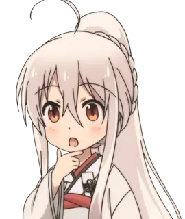 🤔 Anime, Mädchen, Süß, Lange Haare, Weißes Haar, Cartoon telegram sticker