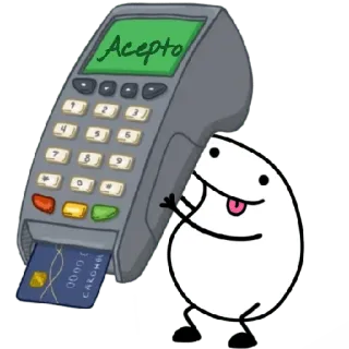 😀 Acepto บัตรเครดิต, เครื่องรูดบัตร, การชำระเงิน, การ์ตูน whatsapp sticker