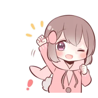 😉 anime girl, cute, kawaii, winking, bunny hoodie, cartoon character, sticker telegram sticker