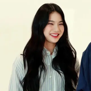 🔮 donna, sorridente, ritratto, felice, ragazza, coreana, bella, capelli neri whatsapp sticker