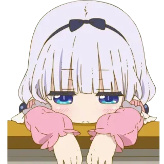 😔 Kanna Kamui Miss Kobayashi's Dragon Maid anime, kanna, dragon maid, kawaii, cute, cartoon telegram sticker
