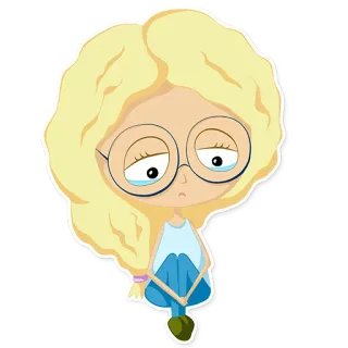 😔 dziewczyna, smutna, płacząca, kreskówka, blondynka, łzy, oczy, postać telegram sticker