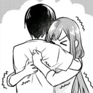 😙 abraço, casal, anime, mangá, amor, romance telegram sticker