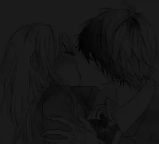 💞 bacio, anime, romantico, coppia telegram sticker