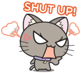🤐 SHUT UP! cat, angry, shut up, cartoon, kitty, cute, offensive whatsapp sticker