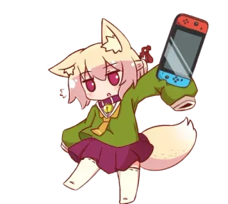 ❤️ Аниме, Лиса, Мультфильм, Чиби, Каваий, Игра, Животное telegram sticker