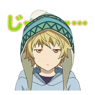 😐 じー…… Anime, Menino, Chapéu, Fofo, Desenho animado, Mangá, Adesivo whatsapp sticker