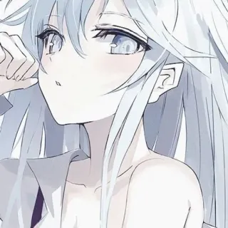 🩰 anime girl, portrait, long hair, white hair, blue eyes, cute, anime style telegram sticker