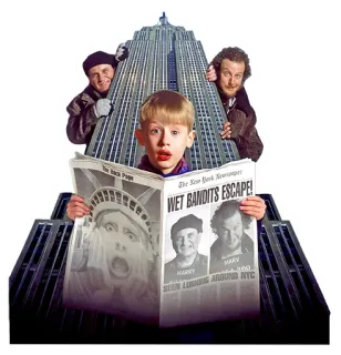 🏙 Kevin McCallister Home Alone WET BANDITS ESCAPE! Sozinho em Casa, Kevin McCallister, Bandidos Molhados, jornal, Empire State Building, filme whatsapp sticker