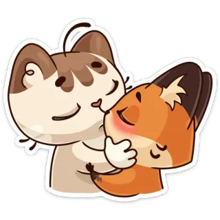 😘 animales, gato, zorro, lindo, beso, amor, amistad, dibujos animados telegram sticker