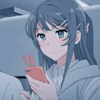 😕 Mai Sakurajima Rascal Does Not Dream of Bunny Girl Senpai Anime, Bunny Girl Senpai, Mai Sakurajima, Anime meisje, Schattig, Telefoon, Konijnenoren telegram sticker