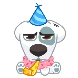 🥳 dog, party, hat, celebration, cute, cartoon, puppy telegram sticker