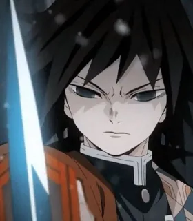 🌊 Giyu Tomioka Demon Slayer Аниме, Клинок, рассекающий демонов, Гию Томиока, Катана telegram sticker