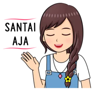 😌 desenho animado, menina, acenando, fofa, amigável, saudação whatsapp sticker