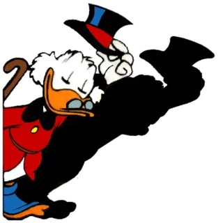 🎩 Scrooge McDuck Paperon de' Paperoni, Disney, cartone animato, papero, personaggio, ricco, soldi whatsapp sticker