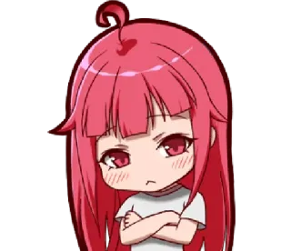 😠 Anime, Chica, pelo rosa, enojada, Chibi telegram sticker
