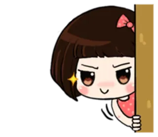 👀 Cartoon, Mädchen, Süß, Gucken telegram sticker