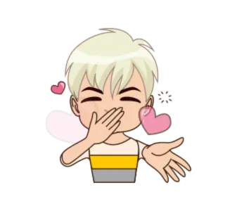 😘 anime, jongen, harten, cartoon, liefde, groet whatsapp sticker