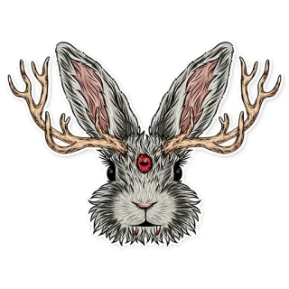 🐇 jackalope, rabbit, hare, antlers, mythical creature, cryptid, animal, fantasy telegram sticker
