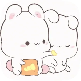 💜 coelho, fofo, lanche, kawaii, animal, ilustração telegram sticker