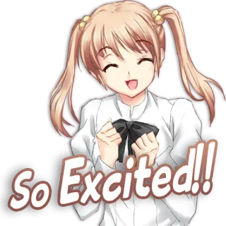 😄 So Excited!! anime, animado/a, feliz, menina, fofo/a telegram sticker