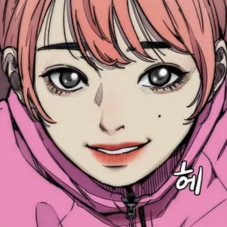 🚲 하 мультфильм, розовые волосы, женщина, аниме, корейский telegram sticker