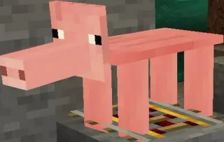 🐊 Pig Minecraft Minecraft, babi, permainan, video game, hewan, kereta tambang telegram sticker