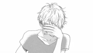 😑 anime, manga, sad, crying, boy, illustration telegram sticker