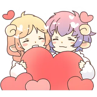 🥰 アニメ, 羊, ハート, 愛, かわいい whatsapp sticker