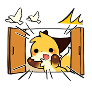 😃 fuchs, niedlich, cartoon, fenster, tiere, vögel telegram sticker