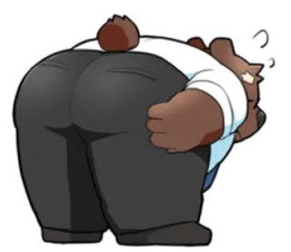 🍑 หมี, การ์ตูน, สัตว์, ก้น, มานุษยรูปนิยม telegram sticker
