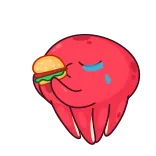 🍔 poulpe, dessin animé, burger, nourriture, personnage, animal whatsapp sticker