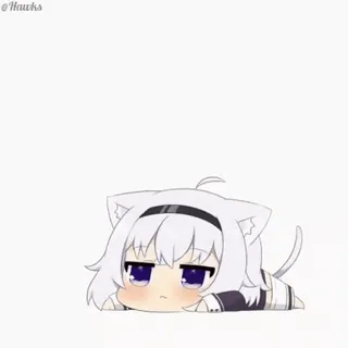😐 anime, cat ears, chibi, cute, kawaii, cartoon whatsapp sticker