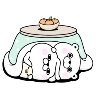 😪 クマ, 動物, かわいい, カワイイ, 漫画, テーブル, フルーツ, こたつ telegram sticker