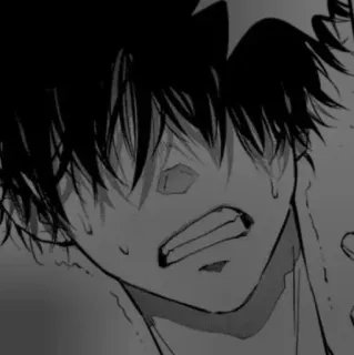 🖤 Anime, Manga, Dessin, Noir et blanc, Portrait, Émotion, Pleurs telegram sticker