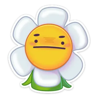 🙁 fleur, emoji, visage, dessin animé telegram sticker