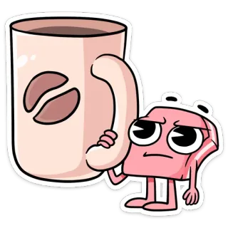 ☕️ kopi, karakter, makanan, kartun, mug, minuman whatsapp sticker