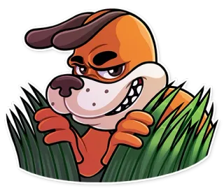 😈 犬, 漫画, 動物, オレンジ, ニヤリ, ずる賢い telegram sticker