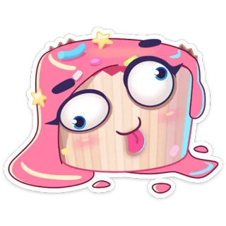 🤪 卡通, 贴纸, 蛋糕, 甜点, 搞笑, 可爱 telegram sticker