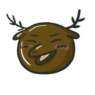 😂 Cartone animato, Animale, Renna, Corna, Carino, Emoji telegram sticker