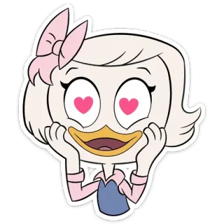 😍 Webby Vanderquack DuckTales bebek, kartun, Disney, Webby, cinta, mata hati, imut whatsapp sticker