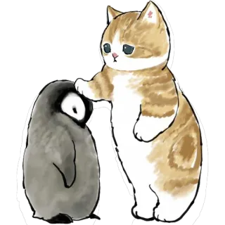 💘 kucing, penguin, hewan, persahabatan, imut, kartun, stiker, kawaii telegram sticker