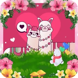 💖 llama, heart, flowers, animal, cute, illustration, love, cartoon telegram sticker