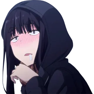 👀 动漫, 女孩, 帽衫, 脸红, 疲惫, 流口水 telegram sticker