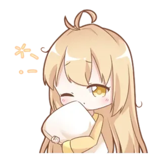 🐱 啊! Anime, Schattig, Slaperig, Kussen, Meisje whatsapp sticker