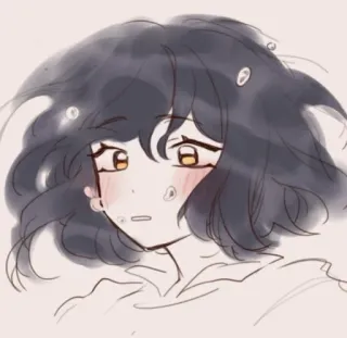 🌟 Anime, Manga, Smutny, Dziewczyna, Kreskówka, Rysunek telegram sticker