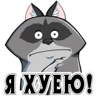 😳 Я ХУЕЮ! wasbeer, russisch, slang, sticker, cartoon, dier telegram sticker